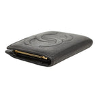 Chanel CC Logo Bifold Wallet Kiss Lock Coin Purse Black Caviar Leather — view 5