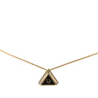 Dior Logo Triangle Motif Necklace Gold Black Plated Rhinestone