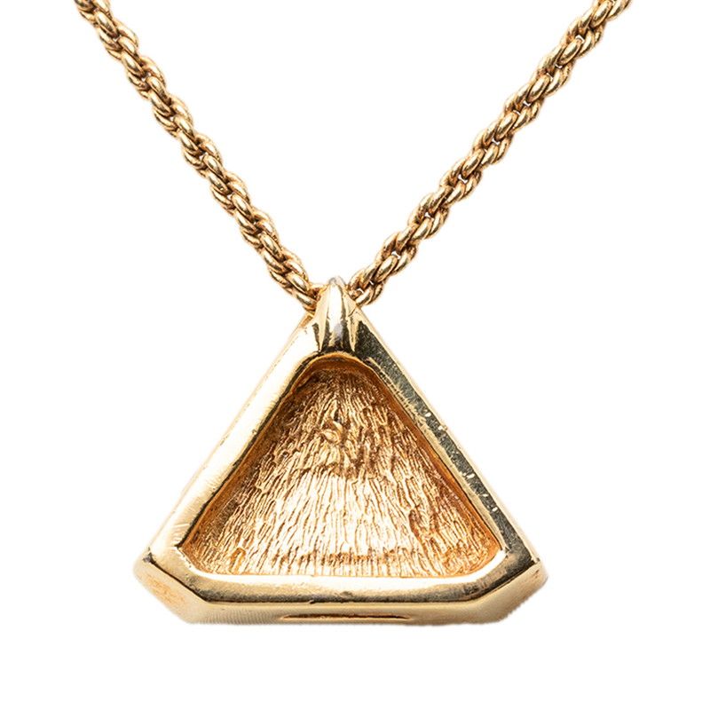 Dior Logo Triangle Motif Necklace Gold Black Plated Rhinestone — view 2
