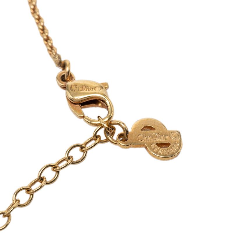 Dior Logo Triangle Motif Necklace Gold Black Plated Rhinestone — view 5