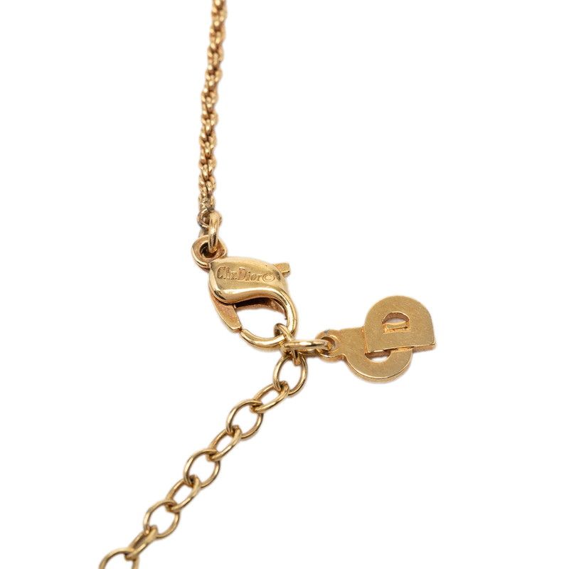 Dior Logo Triangle Motif Necklace Gold Black Plated Rhinestone — view 4