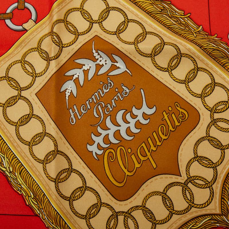 Hermes Carre 90 Cliquetis Scarf Red Multicolor Silk — view 2