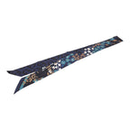 Fendi FF Logo Rappy Flower Motif Scarf Navy Multicolor Silk