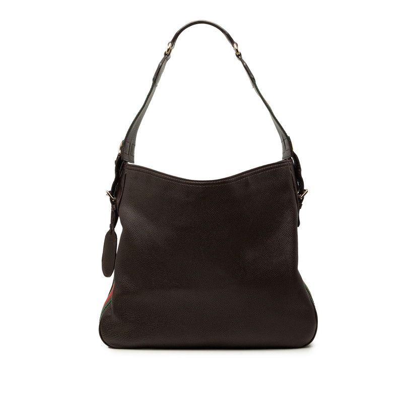 Gucci Webbing Shoulder Bag Brown Leather