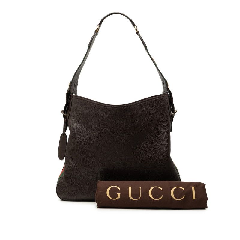 Gucci Webbing Shoulder Bag Brown Leather — view 9