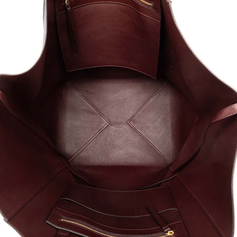 Celine Cabas Phantom Tote Wine Red Bordeaux Navy Leather Suede — view 4