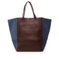 Celine Cabas Phantom Tote Wine Red Bordeaux Navy Leather Suede