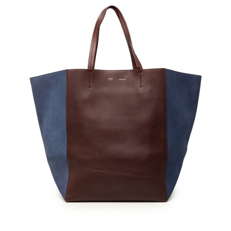 Celine Cabas Phantom Tote Wine Red Bordeaux Navy Leather Suede