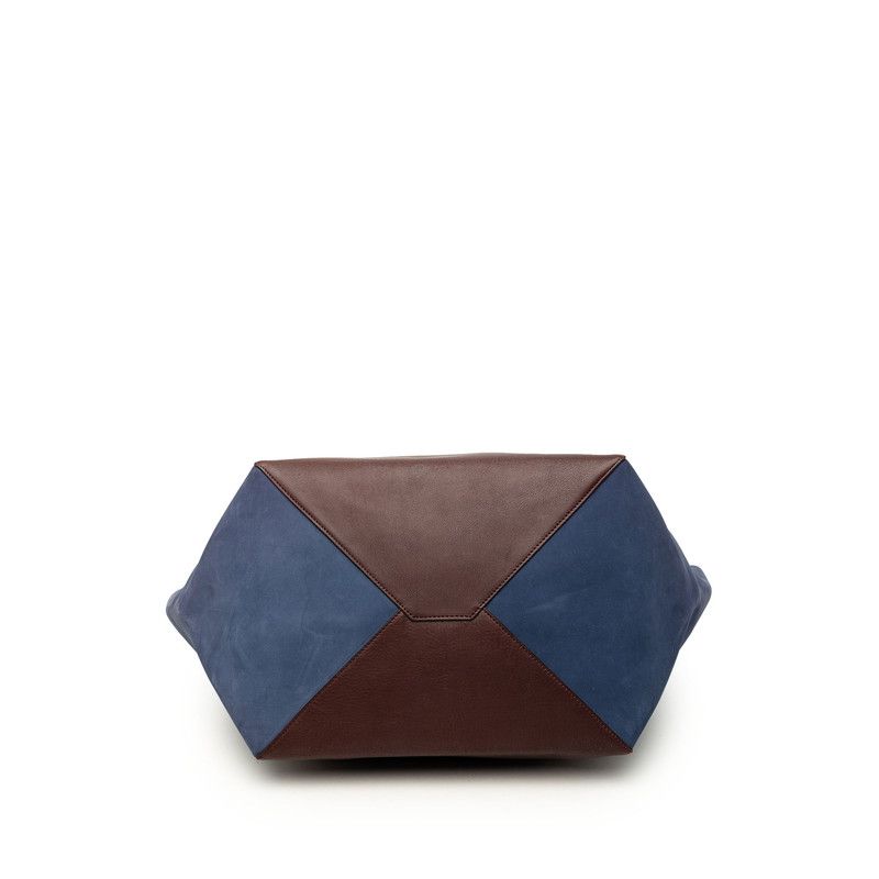 Celine Cabas Phantom Tote Wine Red Bordeaux Navy Leather Suede — view 3