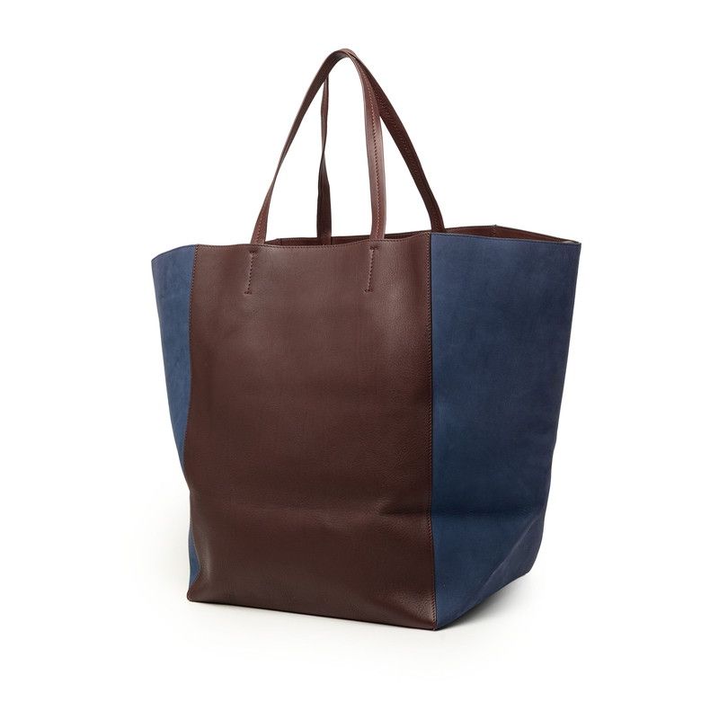 Celine Cabas Phantom Tote Wine Red Bordeaux Navy Leather Suede — view 2