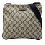 Gucci Guccissima Crossbody Shoulder Bag Beige Navy Leather