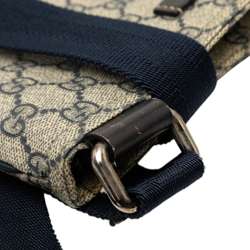 Gucci Guccissima Crossbody Shoulder Bag Beige Navy Leather — view 4
