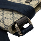 Gucci Guccissima Crossbody Shoulder Bag Beige Navy Leather — view 4