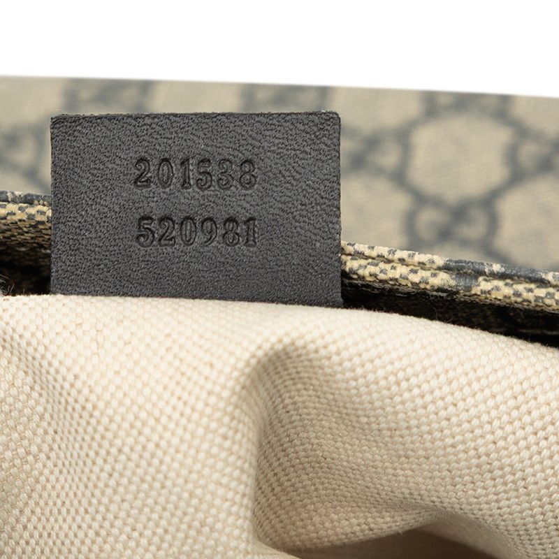 Gucci Guccissima Crossbody Shoulder Bag Beige Navy Leather — view 7