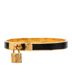 Hermes Kelly Bangle Cadena Motif Gold Black Plated Leather Bracelet — view 2