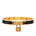 Hermes Kelly Bangle Cadena Motif Gold Black Plated Leather Bracelet