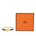 Hermes Kelly Bangle Cadena Motif Gold Black Plated Leather Bracelet — view 6