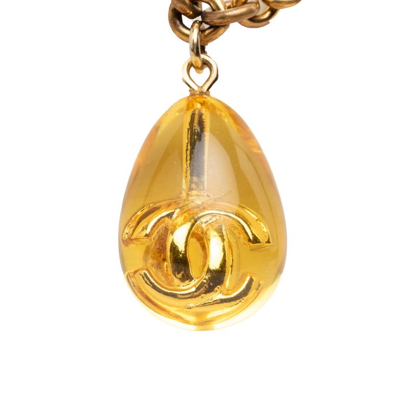 Chanel CC Logo Long Chain Pendant Gold Plated Resin — view 2
