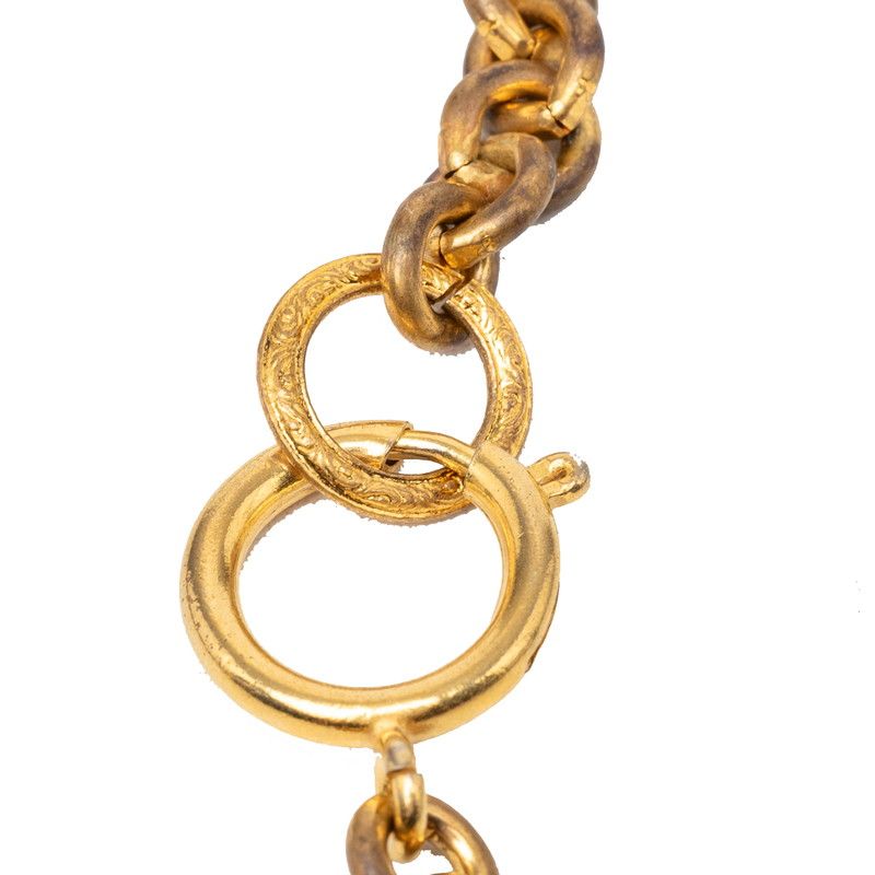 Chanel CC Logo Long Chain Pendant Gold Plated Resin — view 5