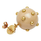 Chanel CC Logo Ball Swing Stud Earrings 00 Beige Gold Plated Plastic — view 4