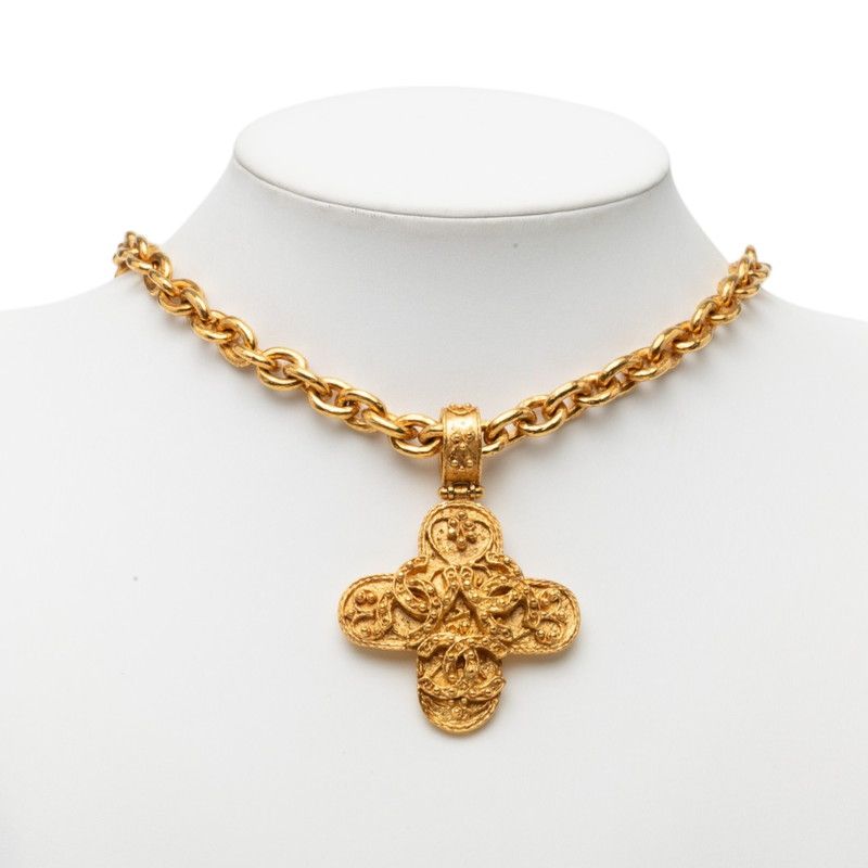 Chanel CC Logo Vintage Chain Long Pendant Gold Plated — view 5