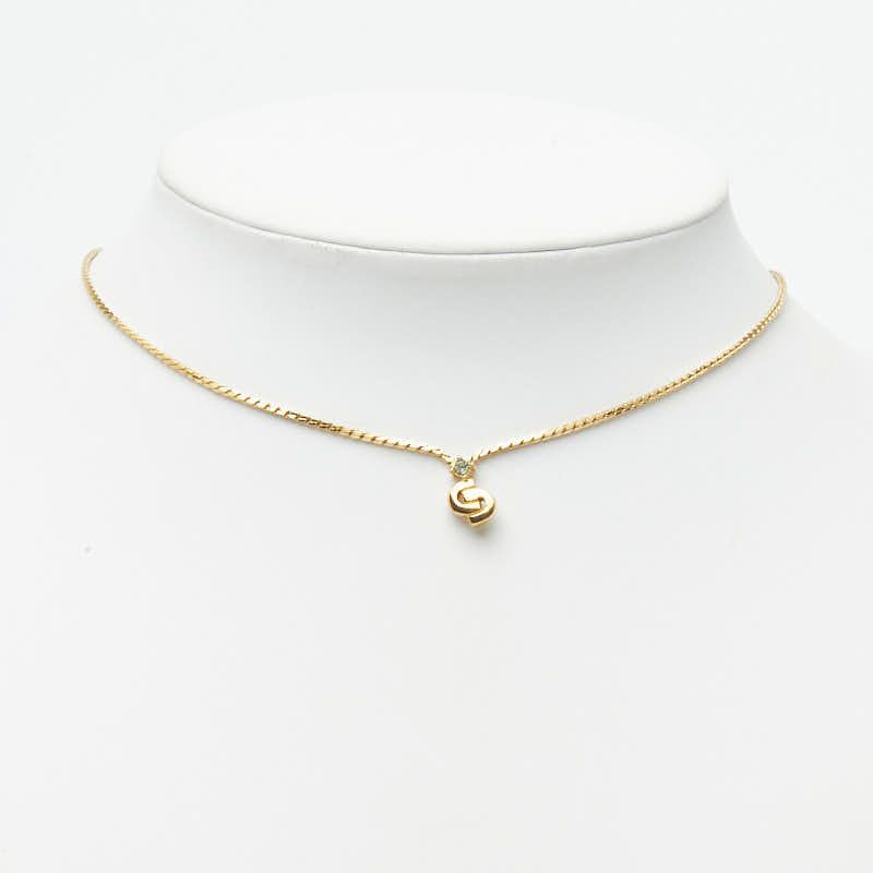 Dior CD Logo Chain Pendant Gold Plated Rhinestone — view 7