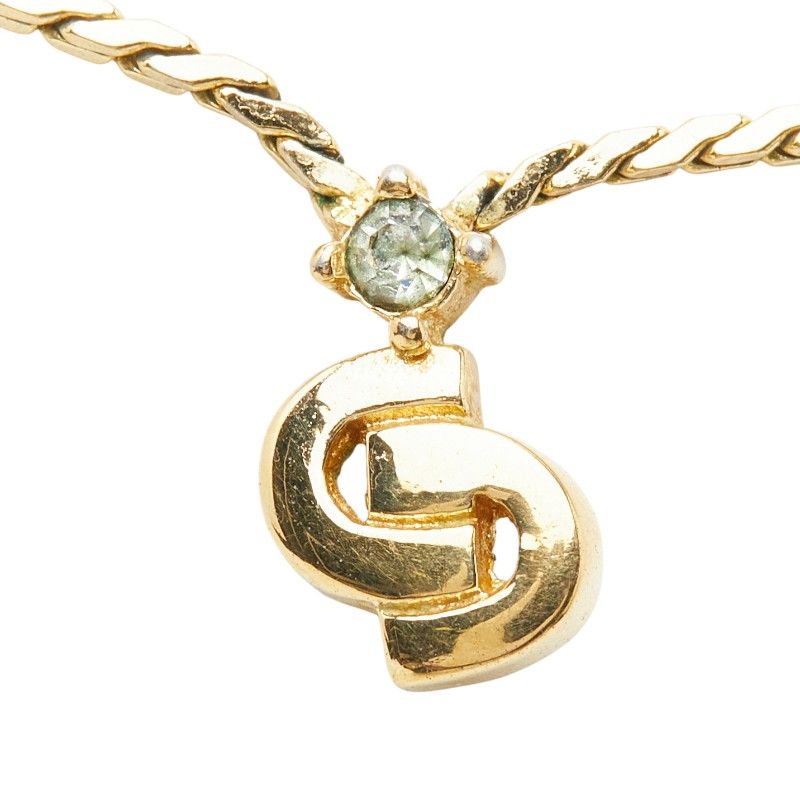 Dior CD Logo Chain Pendant Gold Plated Rhinestone — view 2
