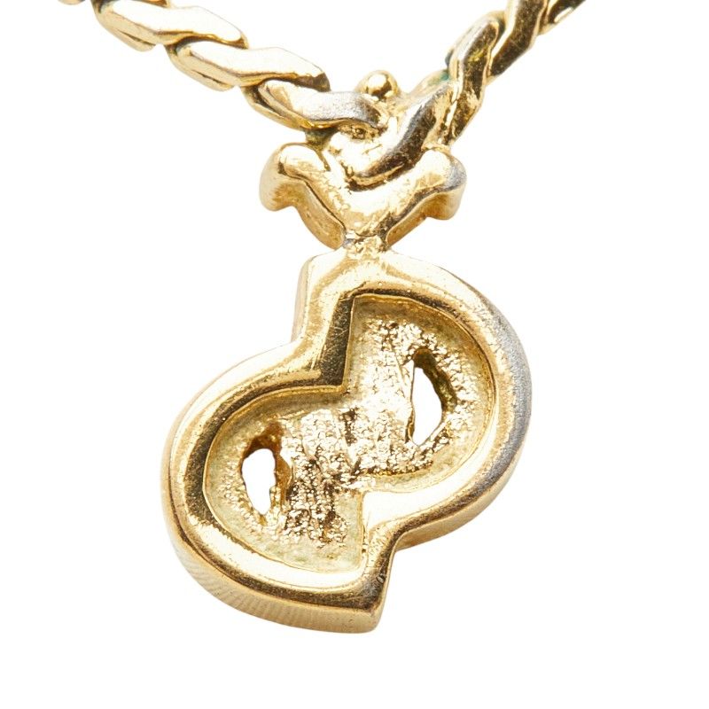 Dior CD Logo Chain Pendant Gold Plated Rhinestone — view 3