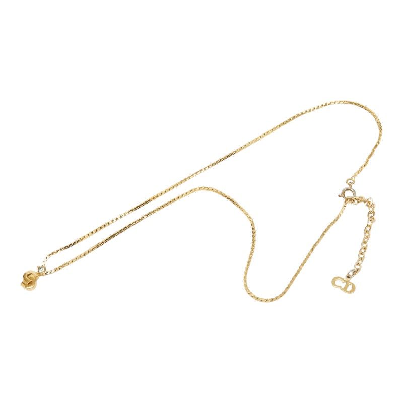 Dior CD Logo Chain Pendant Gold Plated Rhinestone — view 4