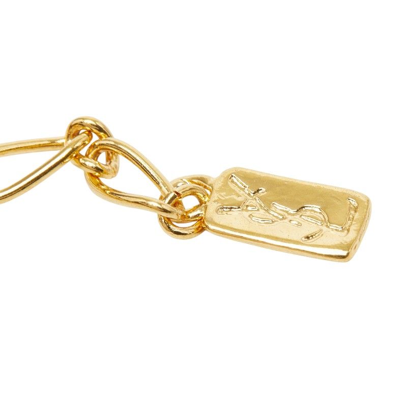 Saint Laurent YSL Logo Round Chain Pendant Gold Silver Plated Rhineston — view 6