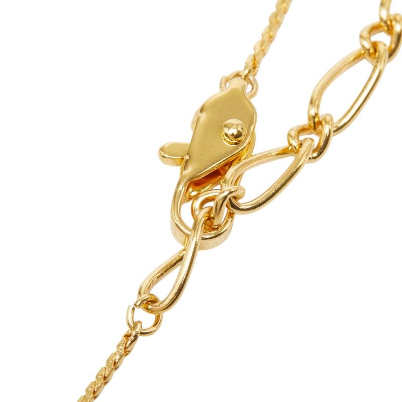 Saint Laurent YSL Logo Round Chain Pendant Gold Silver Plated Rhineston — view 5