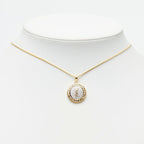 Saint Laurent YSL Logo Round Chain Pendant Gold Silver Plated Rhineston — view 7