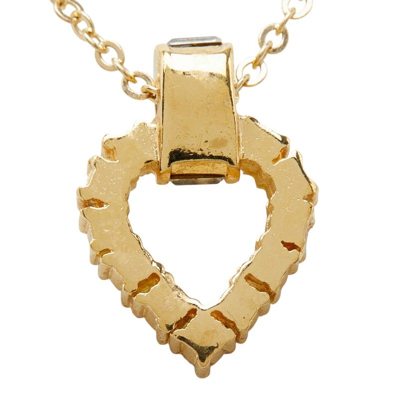 Dior Heart Motif Chain Pendant Gold Plated Rhinestone — view 3