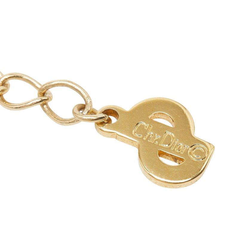 Dior Heart Motif Chain Pendant Gold Plated Rhinestone — view 6