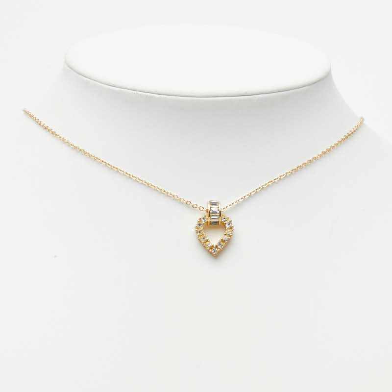Dior Heart Motif Chain Pendant Gold Plated Rhinestone — view 7