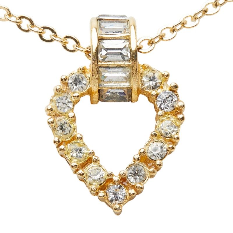 Dior Heart Motif Chain Pendant Gold Plated Rhinestone — view 2