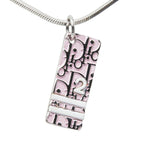 Dior Trotter Logo Plate Chain Pendant Silver Pink Metal — view 2
