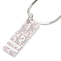 Dior Trotter Logo Plate Chain Pendant Silver Pink Metal