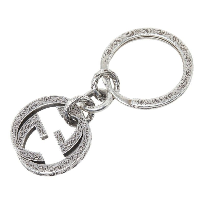 Gucci Interlocking Key Ring Key Holder Charm Silver — view 2