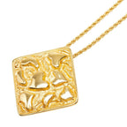 Saint Laurent Heart Square Chain Pendant Gold Plated
