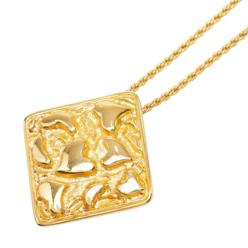 Saint Laurent Heart Square Chain Pendant Gold Plated
