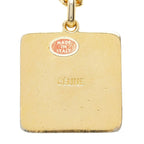 Celine Macadam Carriage Square Plate Chain Pendant Gold Red Plated — view 3
