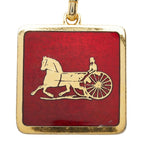 Celine Macadam Carriage Square Plate Chain Pendant Gold Red Plated — view 2