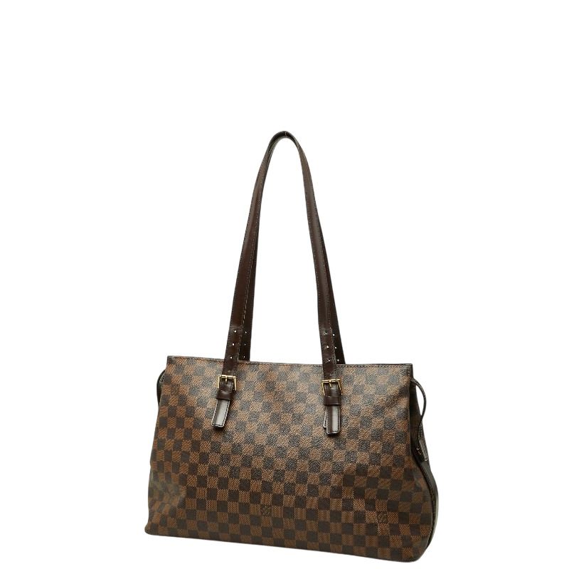 Louis Vuitton Damier Chelsea Tote Shoulder Bag Brown Leather — view 2