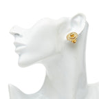 Celine Logo Round Earrings Gold Plated Rhinestone — view 5