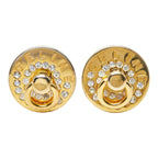 Celine Logo Round Earrings Gold Plated Rhinestone — view 2