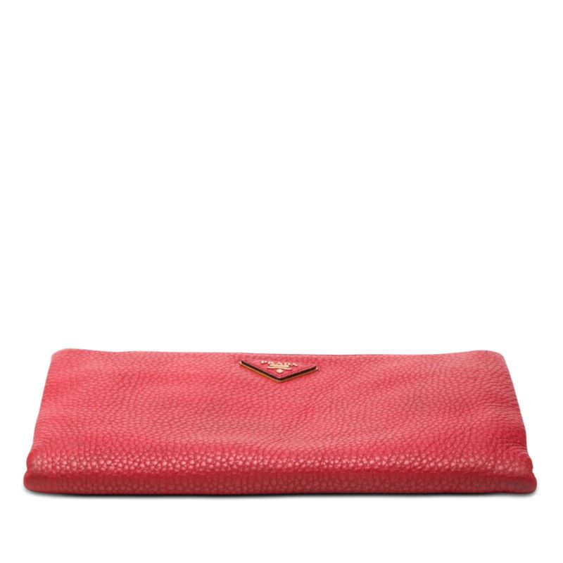 Prada Shoulder Bag Clutch Red Leather — view 3