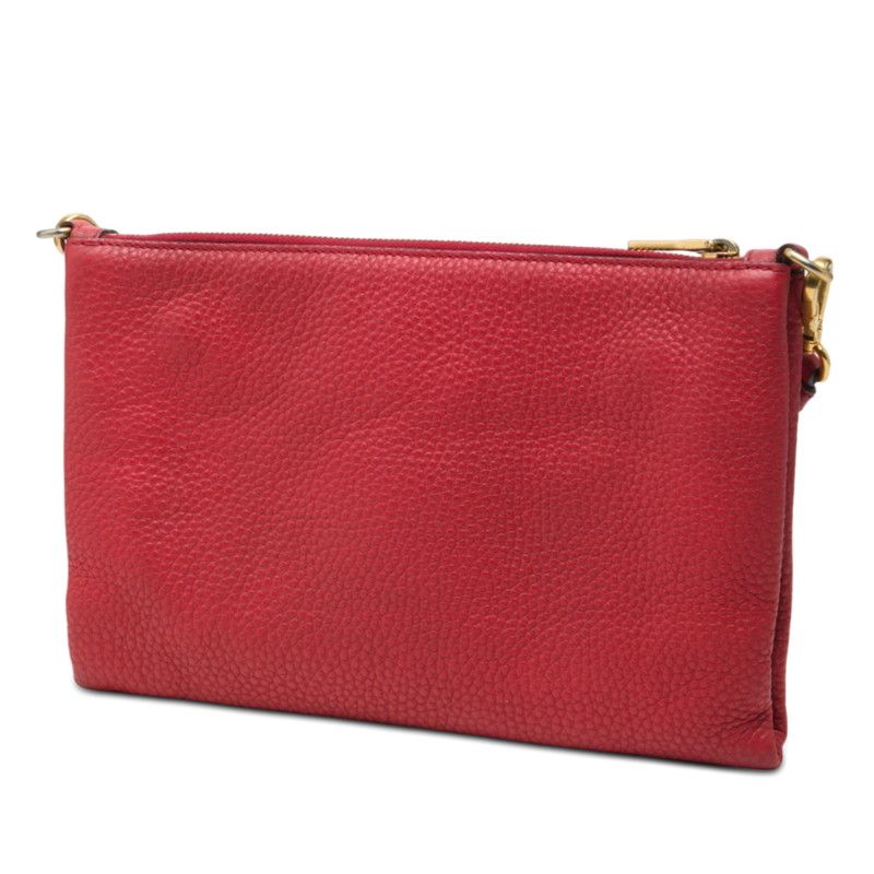 Prada Shoulder Bag Clutch Red Leather — view 2