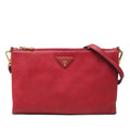 Prada Shoulder Bag Clutch Red Leather