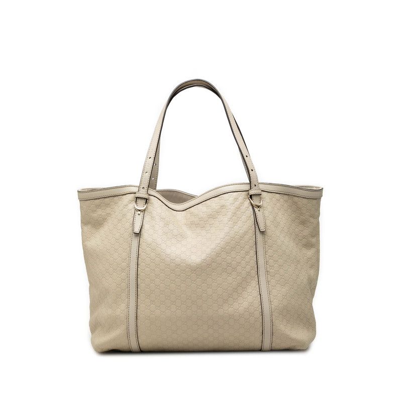 Gucci Micro Guccissima Tote Shoulder Bag Ivory White Leather